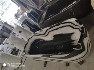 Panda White Marble Solid Bathtub, White Marble Bathtub Panda White Marble Solid Bathtub, White Marble Bathtub