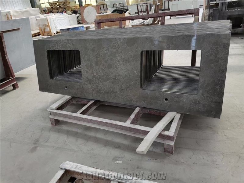 Solid Surface Grey Quartz Bathroom Vanity