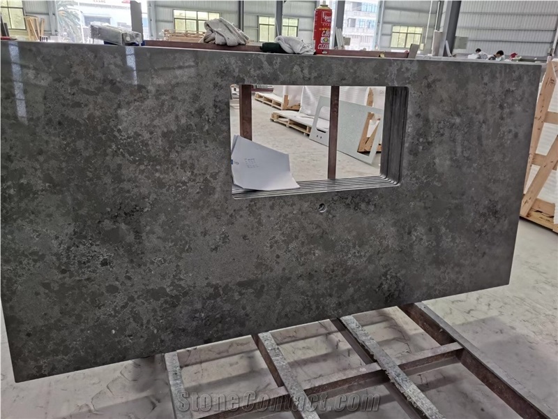 Solid Surface Grey Quartz Bathroom Vanity