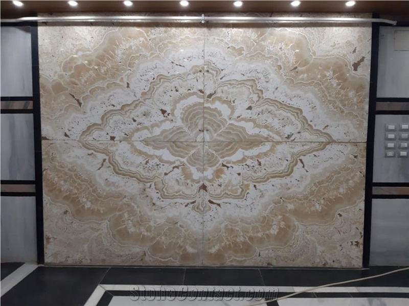 White & Beige Egyptian Onyx Slabs & Tiles