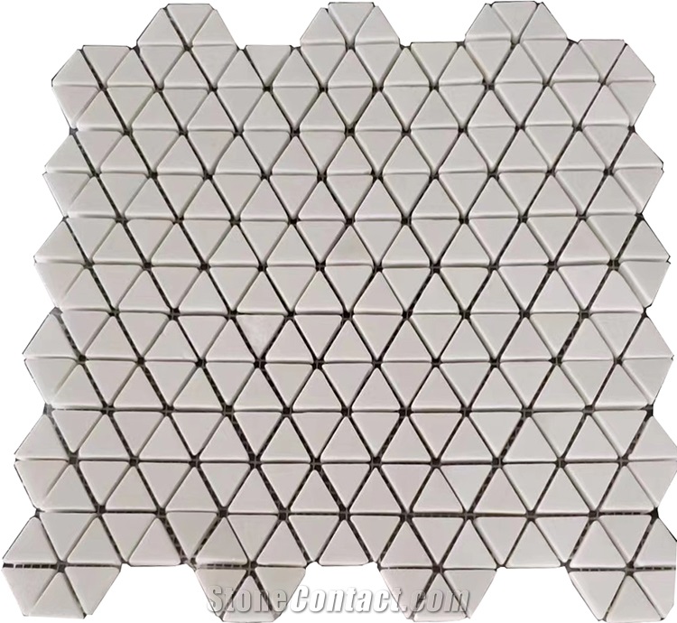Triangle White Marble Mosaic Tiles