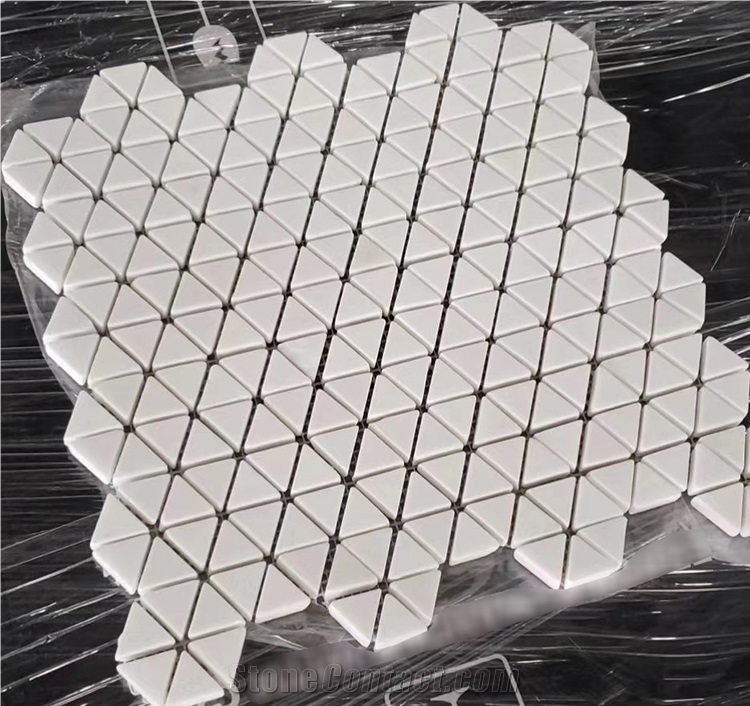 Triangle White Marble Mosaic Tiles