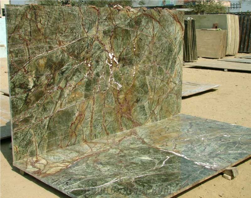 Rain Forest Green Marble Slabs, Tiles