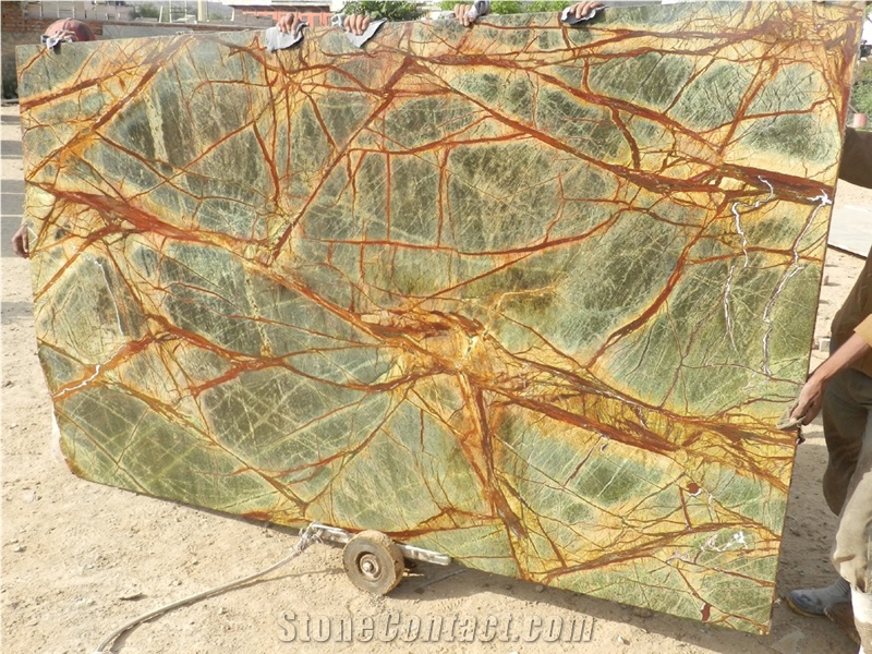 Rain Forest Green Marble Slabs, Tiles