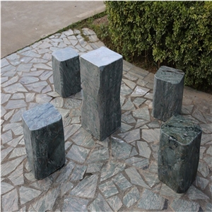 Garden Carved Green Onyx Table and Bench
