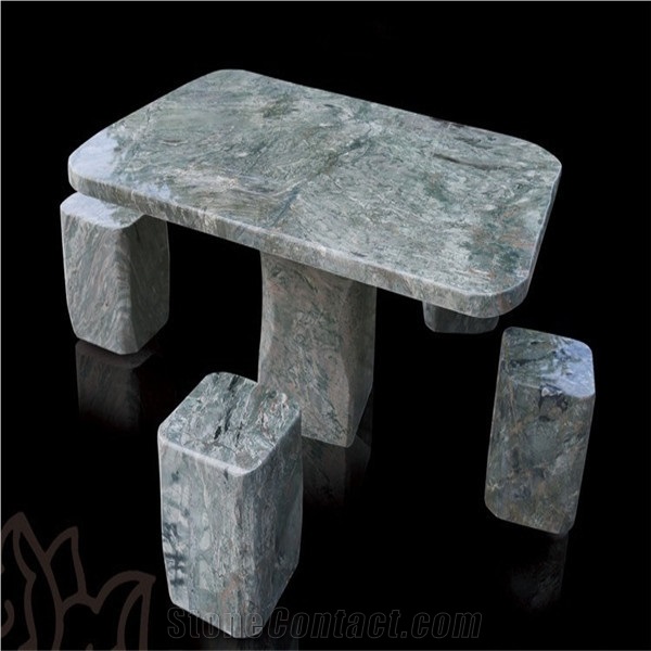 Outdoor Garden Round Green Stone Marble Tables