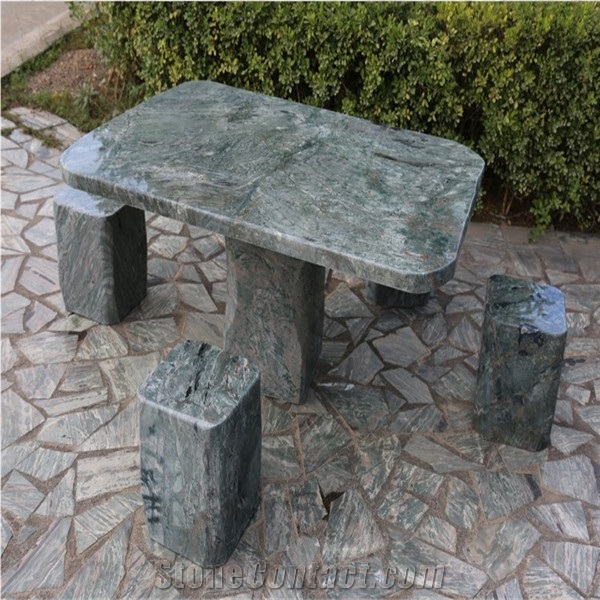 Outdoor Garden Round Green Stone Marble Tables