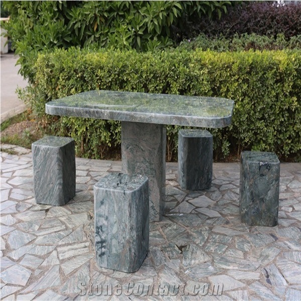 Outdoor Garden Round Green Stone Marble Tables