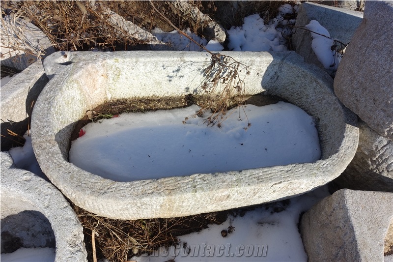 Shandong Grey Granite Used Stone Troughs Antique