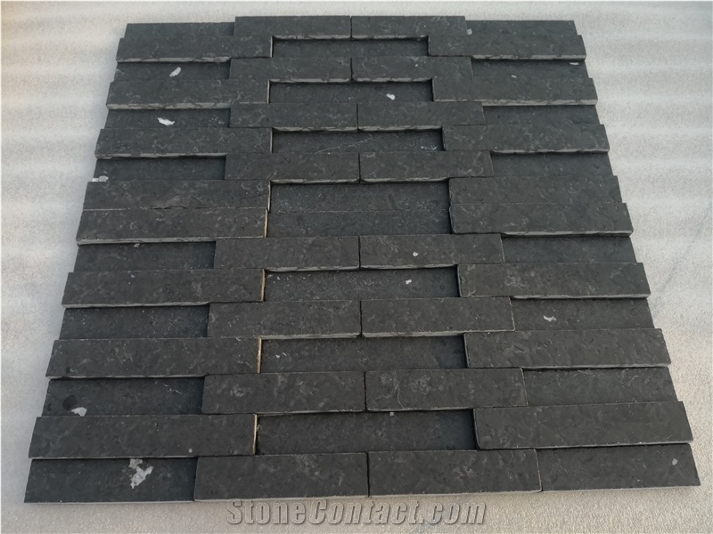 Waterfall Black Limestone Ledge Stone Panels