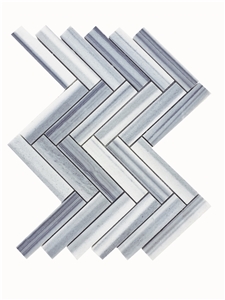 1,25"X6" Herringbone Equator Marble Polished Mosaic