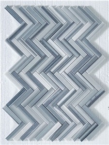 1,25"X6" Herringbone Equator Marble Polished Mosaic