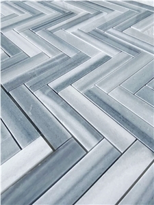 1,25"X6" Herringbone Equator Marble Polished Mosaic