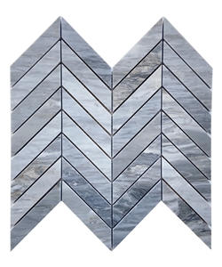 1"X3" Chevron Astra Grey Marble Polished Mosaic