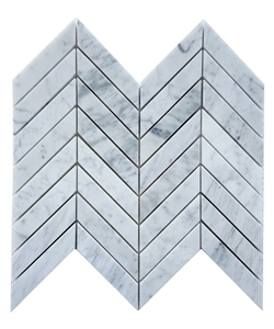 1"X3" Chevron Carrara Extra Marble Polished Mosaic