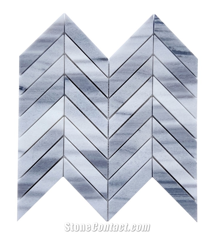 1"X3" Chevron Equator Marble Polished Mosaic