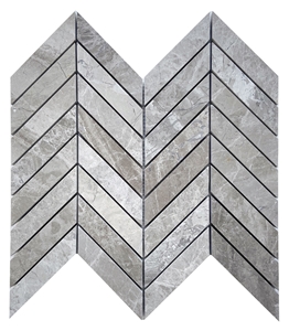 1"X3" Chevron Silver Royal Marble Polished Mosaic