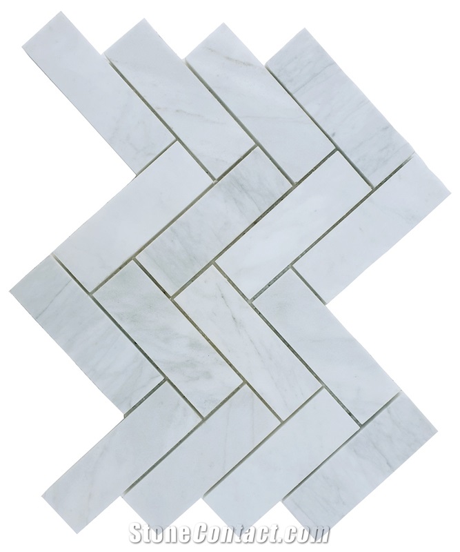 2"X6" Herringbone Carrara Extra Polished Mosaic