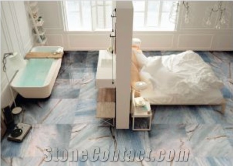 Blue Celeste Marble Tiles, Blue Solare Marble