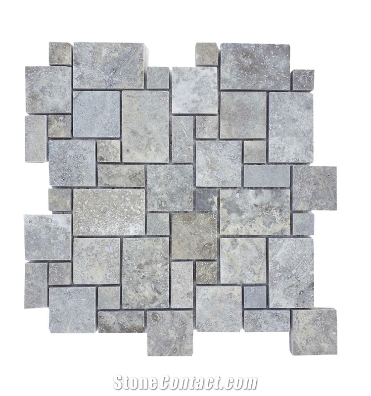 Miniversailles Silver Travertine F/H Mosaic