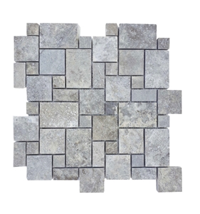 Miniversailles Silver Travertine F/H Mosaic