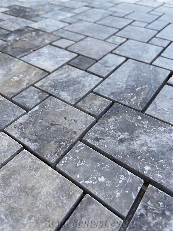 Miniversailles Silver Travertine F/H Mosaic