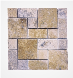 Roman Pattern Set Scabos Travertine Tumbled Mosaic