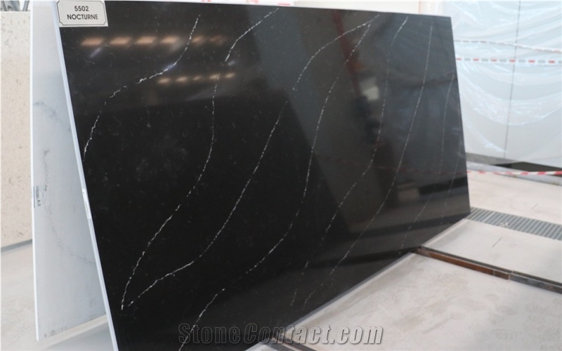 Black Quartz Nocturne Slabs, Black Quartz Stone Slabs