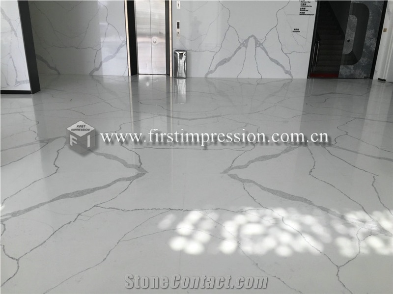 Hot Calacatta Quartz Slabs,Tiles for Floor,Wall