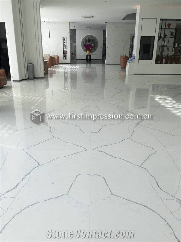 Popular Calacatta Quartz Slabs,Tiles for Floor