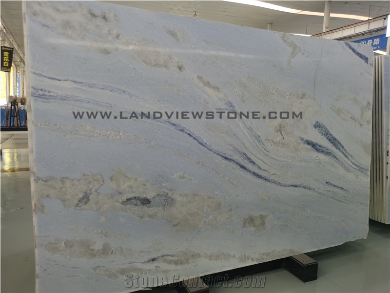 Azul Cielo, Sky Blue Marble Slab Wall Tile Pattern