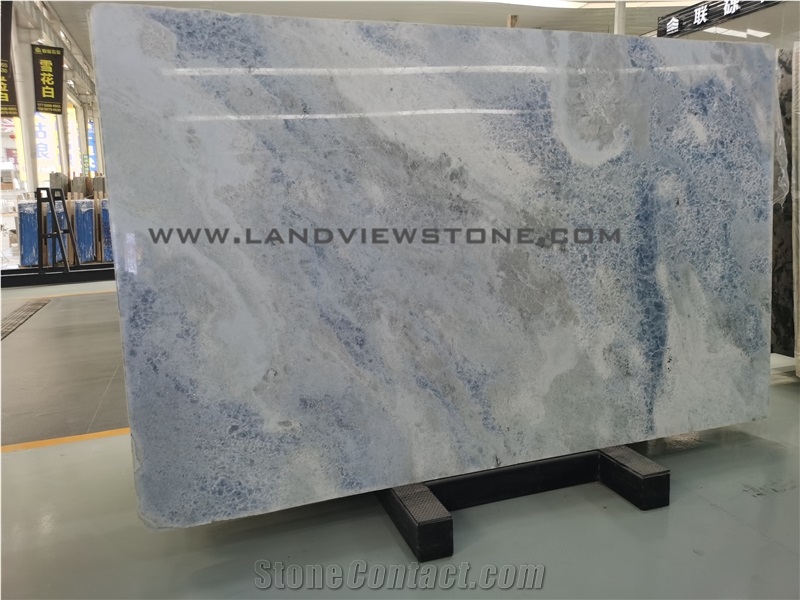 Azul Cielo, Sky Blue Marble Slab Wall Tile Pattern