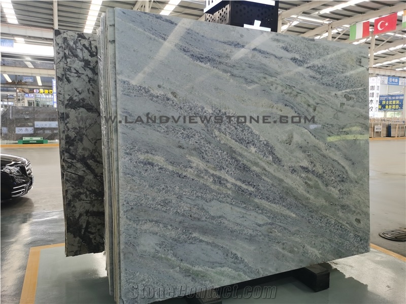 Azul Cielo, Sky Blue Marble Slab Wall Tile Pattern