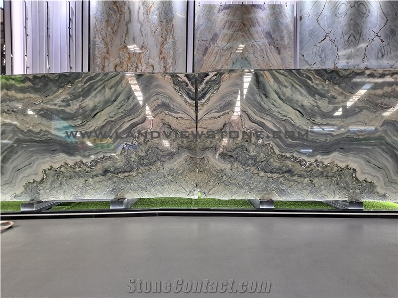 Explosion Blue Quartzite Bookmatch Slabs