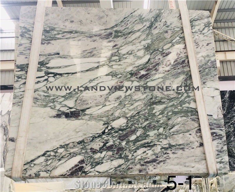 Green Calacatta Violet White Marble Slabs