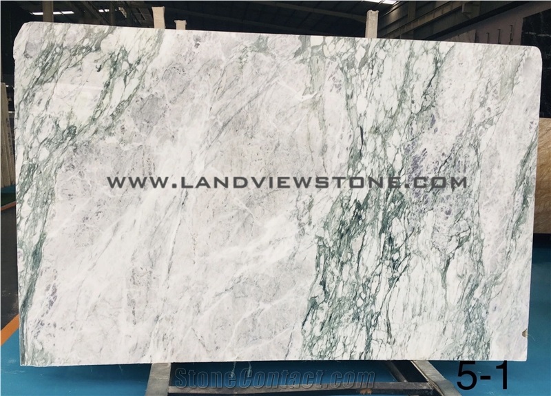Green Calacatta Violet White Marble Slabs