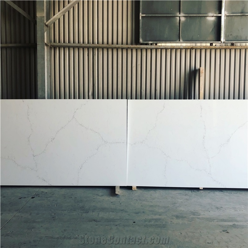 Alabaster White Artificial Quartz Slab from Empirestone in Vietnam