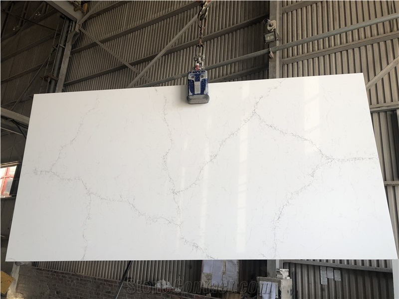 Alabaster White Artificial Quartz Slab from Empirestone in Vietnam