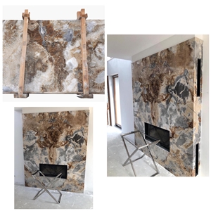 Silver Grey Onyx Fireplace