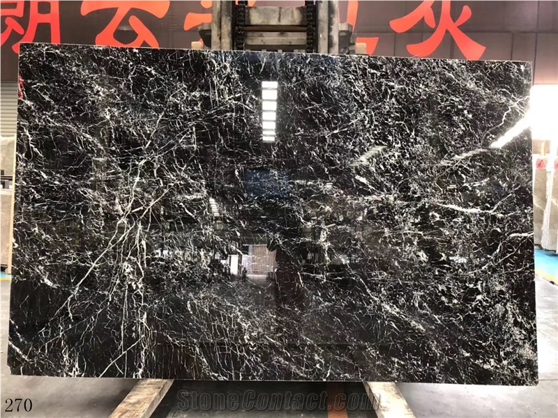 Italy Black Marble Slab Wall Floor Tiles Using