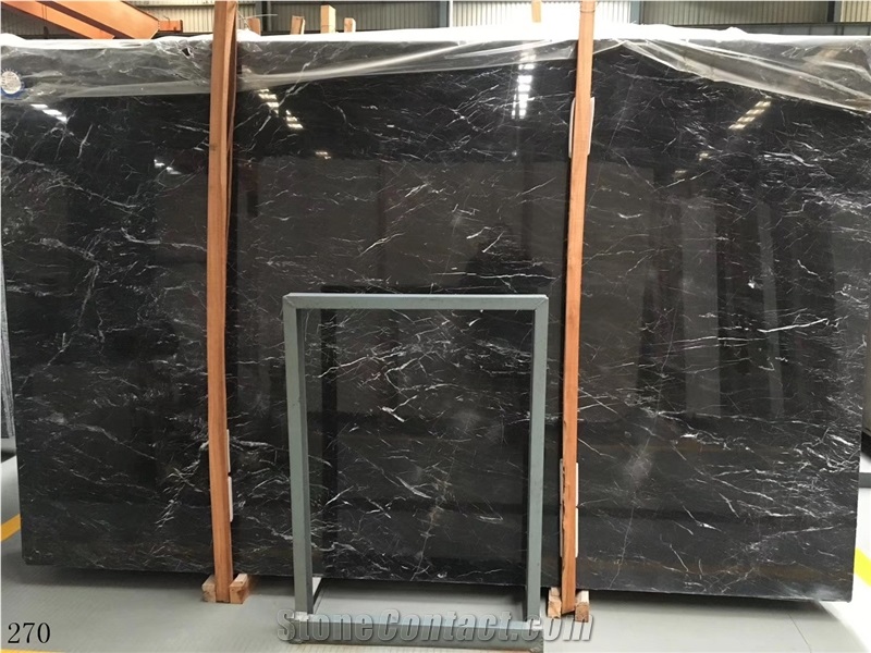 Italy Black Marble Slab Wall Floor Tiles Using