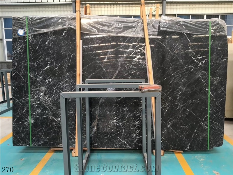 Italy Black Marble Slab Wall Floor Tiles Using