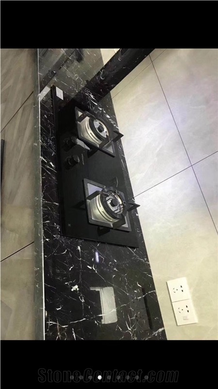 Italy Black Marble Slab Wall Floor Tiles Using