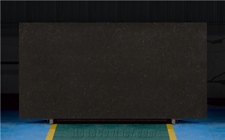 China Black Quartz Slabs Artificial Marble Looks Slabs
