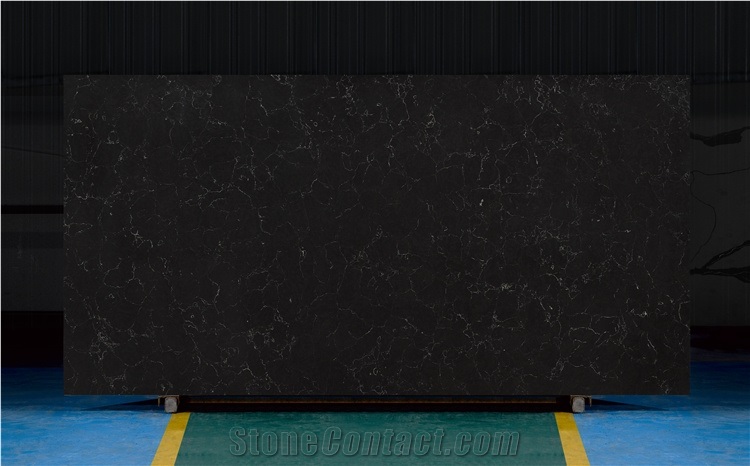 China Black Quartz Slabs Artificial Marble Looks Slabs