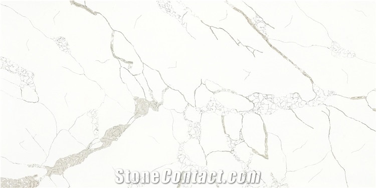 China White Quartz Slabs for Interior Design