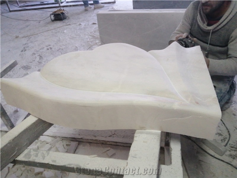 Marble Carved Handmade Headstones, Beige Marble Headstones