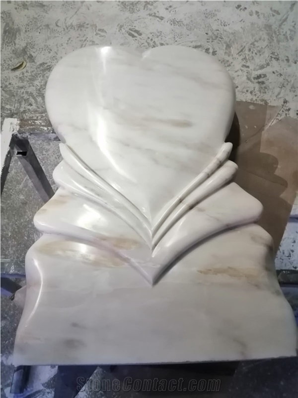 Marble Carved Handmade Headstones, Beige Marble Headstones