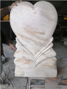 Marble Carved Handmade Headstones, Beige Marble Headstones