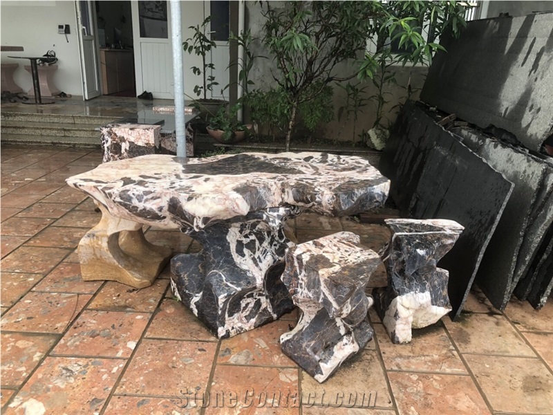 Cow Brown Stone Table Sets